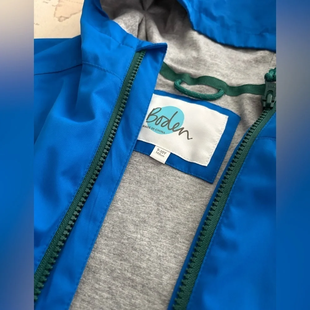 Mini Boden Unisex Hooded Windbreaker Cotton Lined - Zippered Pockets Size 9/10